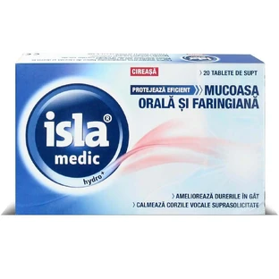Исла медик гидро+/Isla medic hydro+ со вкусом вишни, таблетки для рассасывания, №20