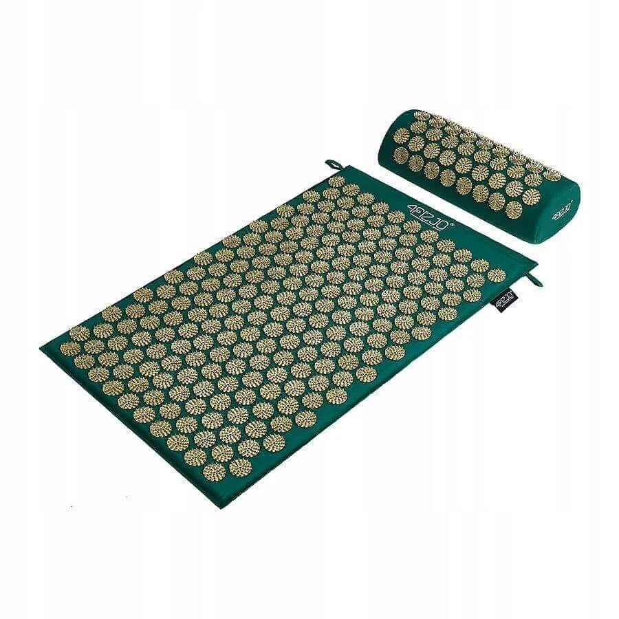 4Fizjo Acupressure Mat, акупунктурний килимок з подушкою, 68 см х 42 см, зелено-золотий: ціни та характеристики