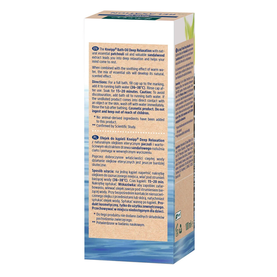Масло для ванны Kneipp Deep Relaxation с сандалом и пачули, 100 мл: цены и характеристики