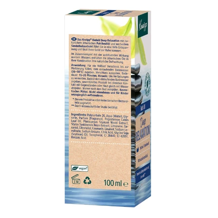 Масло для ванны Kneipp Deep Relaxation с сандалом и пачули, 100 мл: цены и характеристики