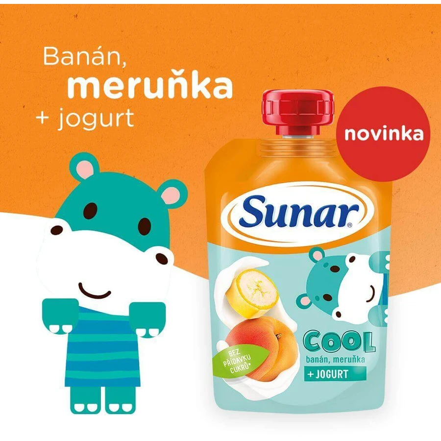 Sunar Cool фруктова капсула банан, абрикос, йогурт 12м+ 110 г: ціни та характеристики