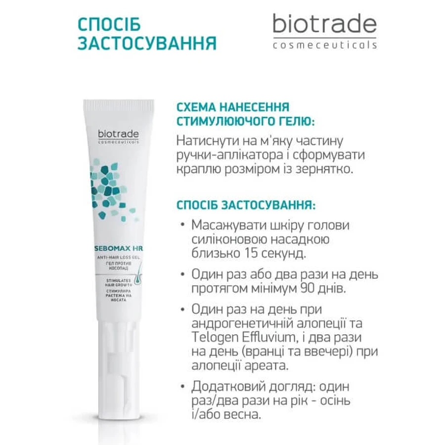 Гель для волос Biotrade Sebomax, стимулирующий, против выпадения, 26 мл: цены и характеристики