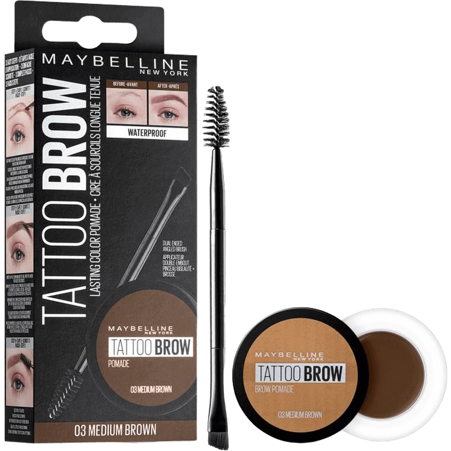 Гель-помада Maybelline New York Tatoo Brow для обох брів 03 Medium Brown 4 г: ціни та характеристики
