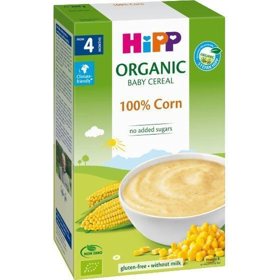 Сухая безмолочная каша HiPP BIO 100% Кукуруза, для детей с 4 месяцев, 200 г: цены и характеристики