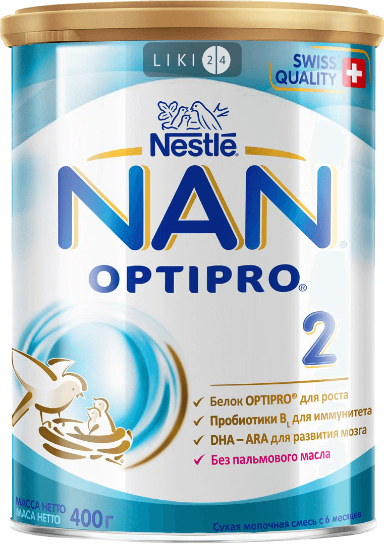 

Суміш Nestle NAN Optipro 2 з 6 місяців 400 г, банка метал. 400 г, з 6 міс.