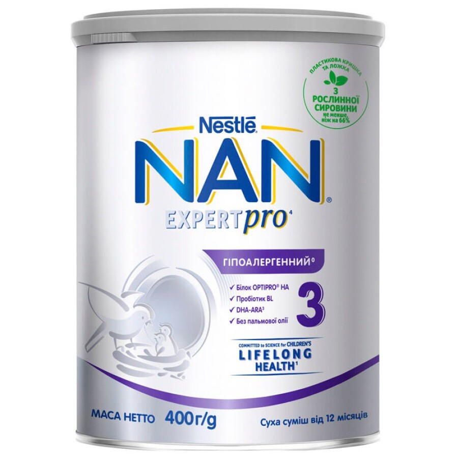 Суміш Nestle NAN Гіпоалергенний 3 з 12 мiсяцiв 400 г: ціни та характеристики