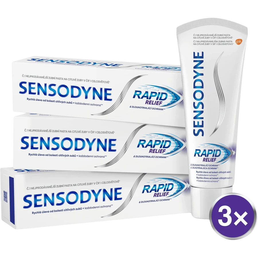 Sensodyne Зубная паста для чувствительных зубов Rapid 3 x 75 мл: цены и характеристики