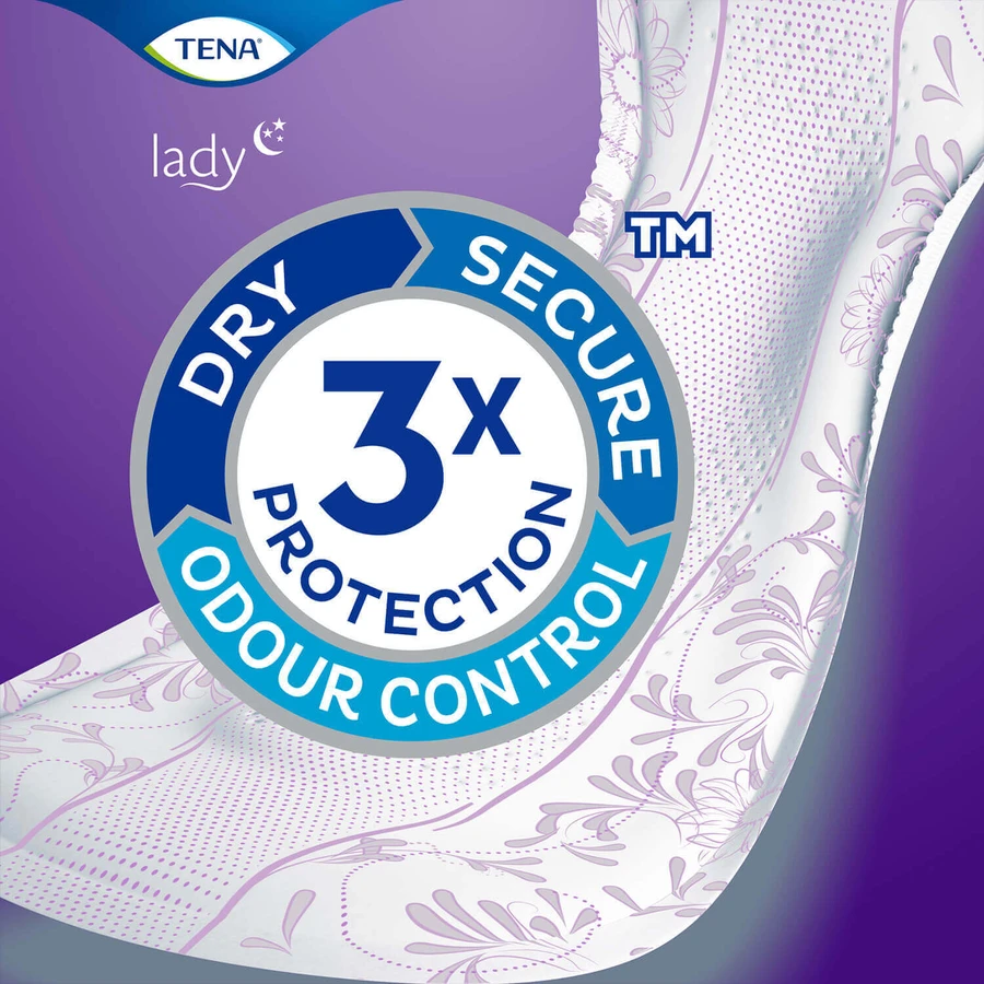 Набір Tena Lady, спеціальні гігієнічні рушники Maxi Night, 2 x 12 шт + ProSkin Pants Normal chonic труси, розмір M та L, 2 зразки: ціни та характеристики