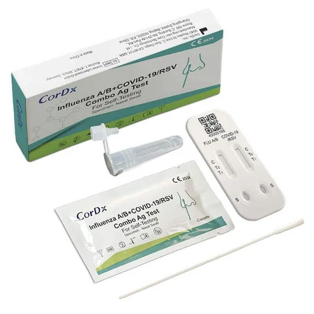 CorDx Influenza A/B + COVID-19/RSV Combo Ag, тест на антигены 4 вирусов, 1 штука: цены и характеристики