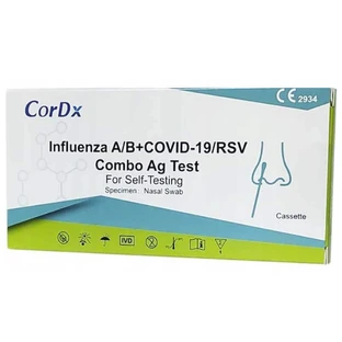 CorDx Influenza A/B + COVID-19/RSV Combo Ag, тест на антигены 4 вирусов, 1 штука