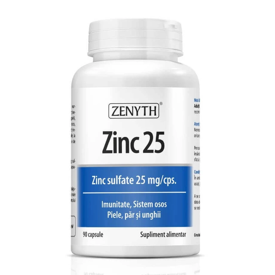 Цинк 25 сульфат цинку 25 мг/кг Zenyth, 90 капсул: цены и характеристики