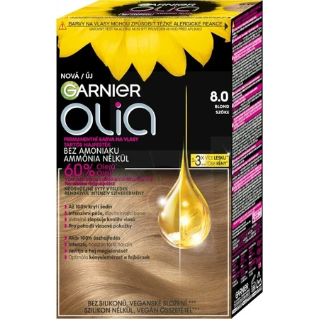 Набір для перманентної фарби для волосся Garnier Olia 8.0 Blond 1×1, перманентна фарба для волосся: ціни та характеристики