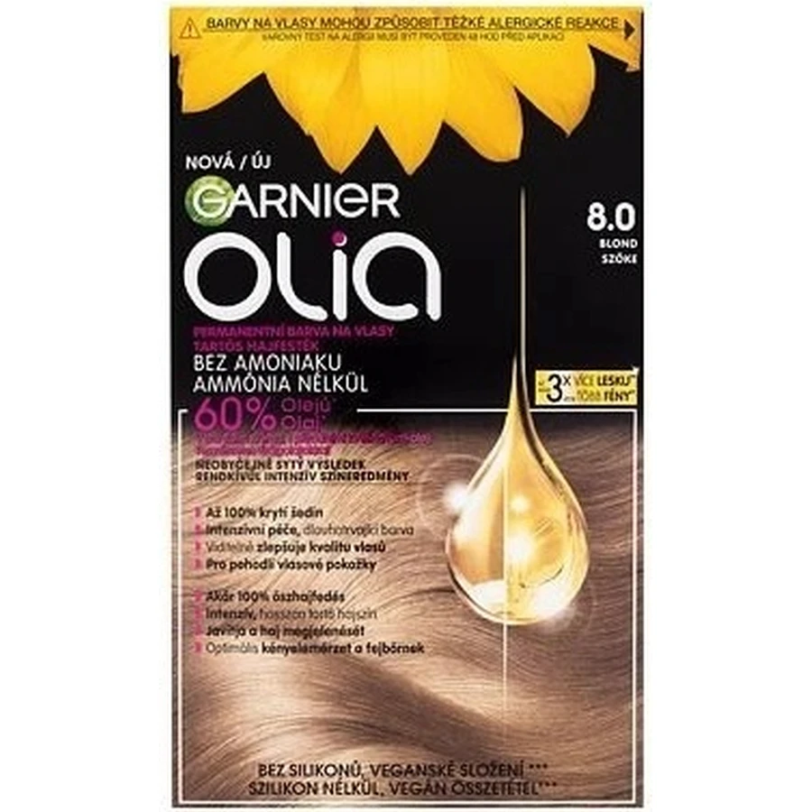 Набір для перманентної фарби для волосся Garnier Olia 8.0 Blond 1×1, перманентна фарба для волосся: ціни та характеристики