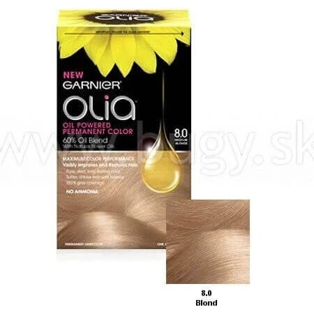 Набір для перманентної фарби для волосся Garnier Olia 8.0 Blond 1×1, перманентна фарба для волосся: ціни та характеристики