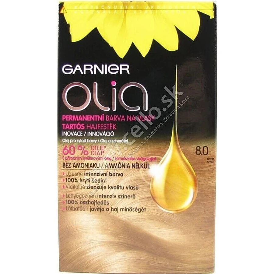 Набір для перманентної фарби для волосся Garnier Olia 8.0 Blond 1×1, перманентна фарба для волосся: ціни та характеристики