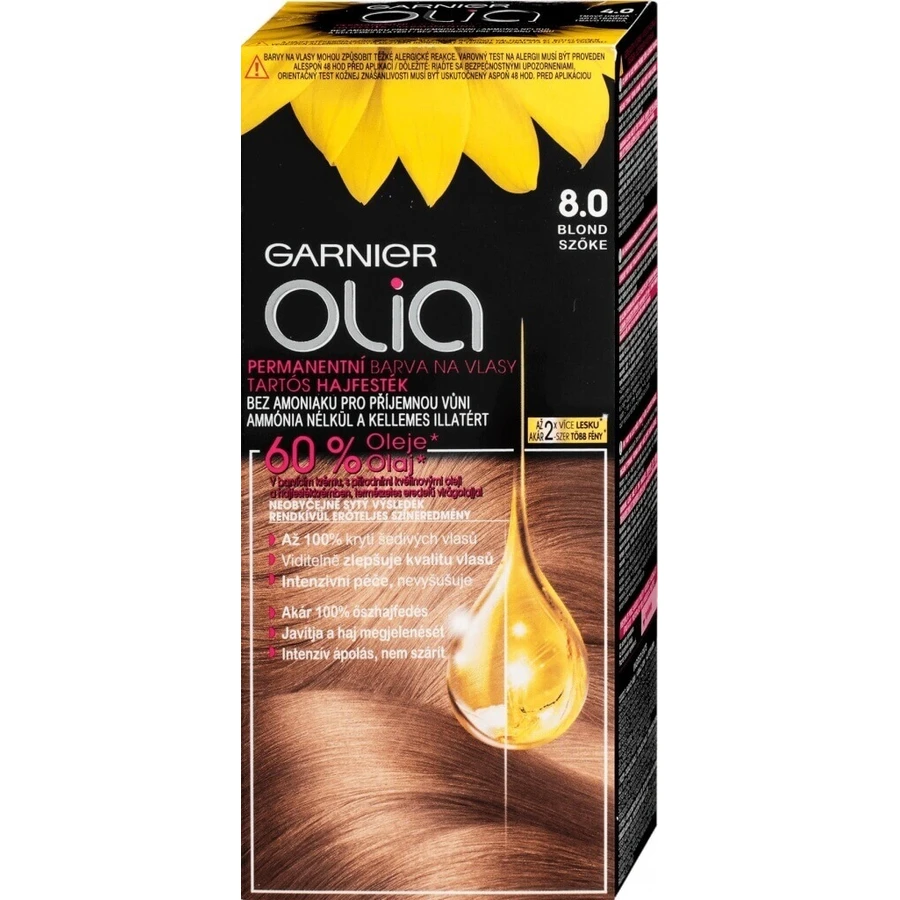 Набір для перманентної фарби для волосся Garnier Olia 8.0 Blond 1×1, перманентна фарба для волосся: ціни та характеристики