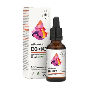Aura Herbals, Вітамін D3 2000 МО, K2mk7, краплі, 30 мл ЗАБРУДНЕНА УПАКОВКА