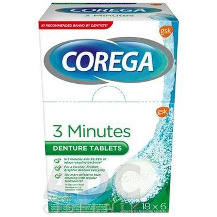Таблетки Corega Tabs 3 Minutes Daily cleanser для щоденного очищення зубних протезів 18 x 6 шт.: ціни та характеристики