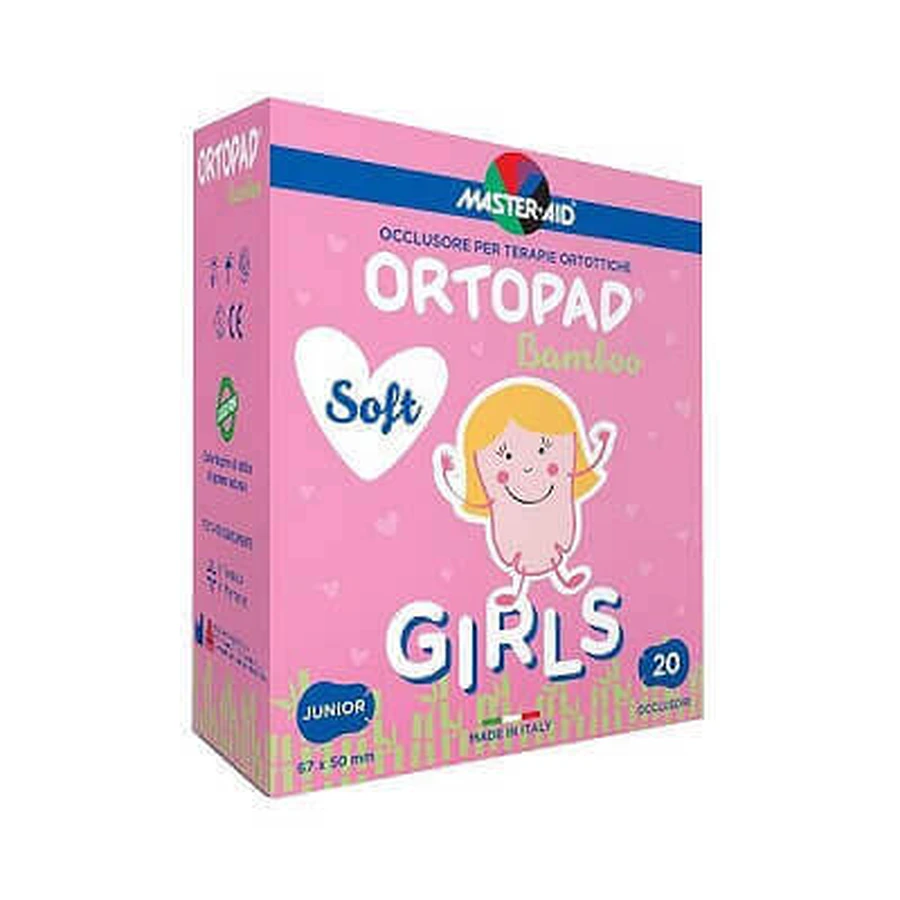 Окклюдер детский Pietrasanta Pharma ORTOPAD SOFT Girls Junior Master-Aid, 67х50 мм, 20 шт.: цены и характеристики
