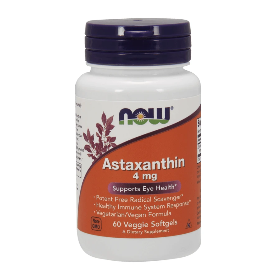Now Foods Astaxanthin, астаксантин 4 мг, 60 вегетаріанських капсул: ціни та характеристики