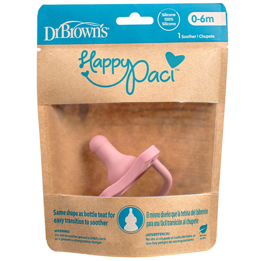 Dr Brown's, Happy Paci силиконовая соска, розовая, 0м+, 1 шт.: цены и характеристики