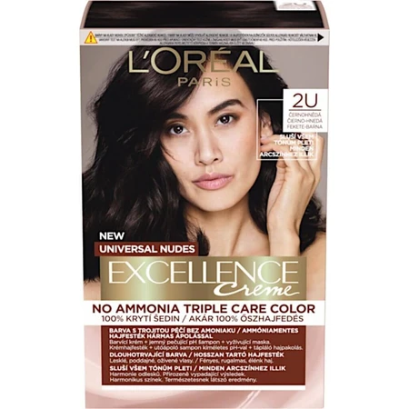 L'Oréal Paris Excellence Creme Universal Nudes стійка фарба для волосся 2U Чорно-коричнева 1×1 шт, колір волосся: ціни та характеристики