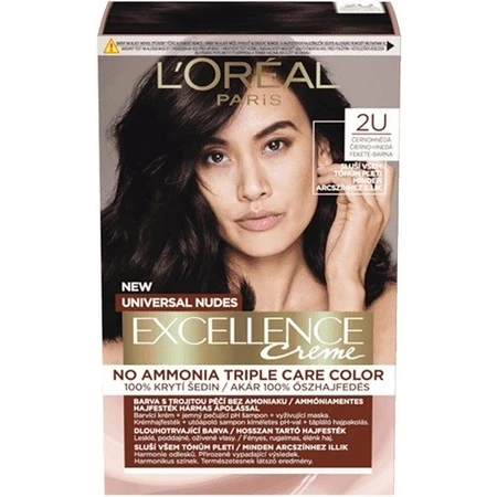 L'Oréal Paris Excellence Creme Universal Nudes стійка фарба для волосся 2U Чорно-коричнева 1×1 шт, колір волосся: ціни та характеристики