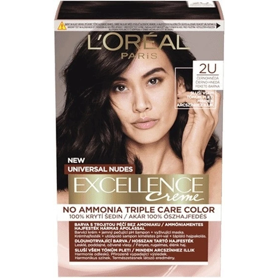 L'Oréal Paris Excellence Creme Universal Nudes стійка фарба для волосся 2U Чорно-коричнева 1×1 шт, колір волосся: ціни та характеристики