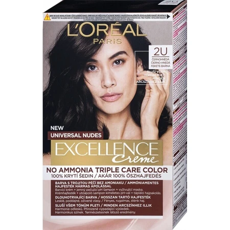 L'Oréal Paris Excellence Creme Universal Nudes стійка фарба для волосся 2U Чорно-коричнева 1×1 шт, колір волосся: ціни та характеристики