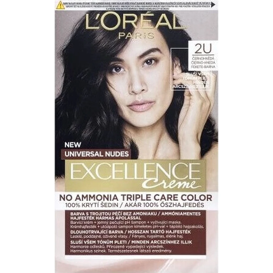 L'Oréal Paris Excellence Creme Universal Nudes стійка фарба для волосся 2U Чорно-коричнева 1×1 шт, колір волосся: ціни та характеристики