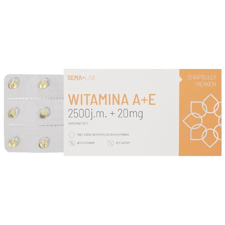 Витамин A+E 2500 МЕ + 20 мг SEMA Lab Vitamina A+E, 30 микрокапсул: цены и характеристики