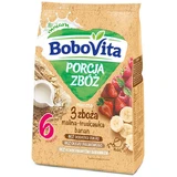 Сухая молочная каша BoboVita 3 злака с малиной, клубникой и бананами, без добавления сахара, после 6 месяцев, 210 г