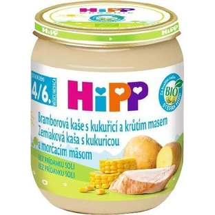 HiPP BIO Картопля та кукурудза з м'ясом індички, 125 г