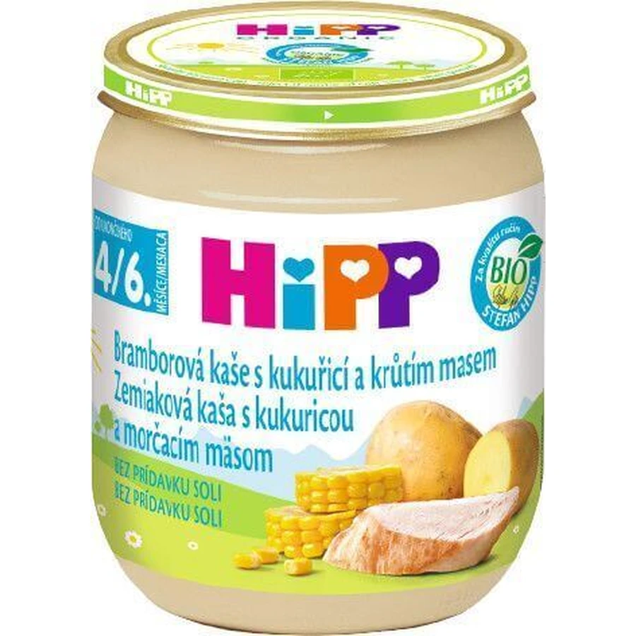 HiPP BIO Картопля та кукурудза з м'ясом індички, 125 г: ціни та характеристики