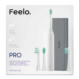 Feelo Pro Premium Set, звукова зубна щітка з футляром і 4 щітками, біла