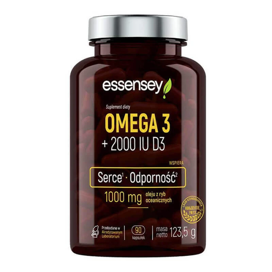 Essensey Omega 3 + 2000 МЕ D3, 90 капсул: цены и характеристики