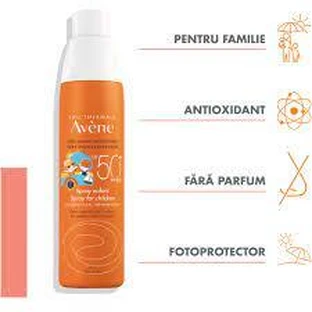 Avene Детский солнцезащитный спрей на термальной родниковой воде SPF +50, 200 мл, Pierre Fabre