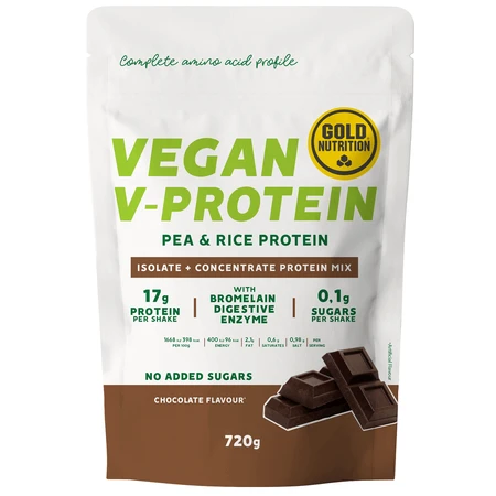 Порошок растительного протеина V-Protein со вкусом шоколада, 720 г, Gold Nutrition: цены и характеристики