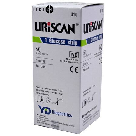Тест-смужки для аналізу сечі URISCAN 1, глюкоза №50