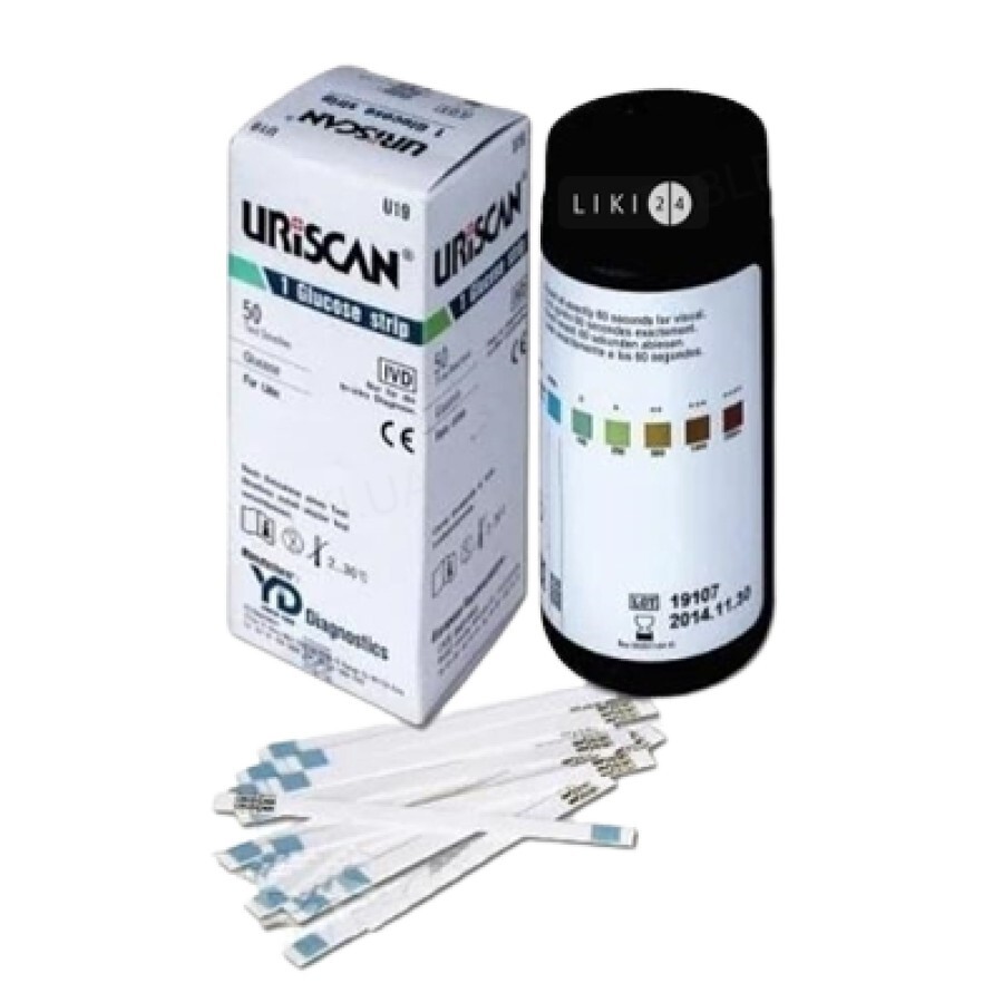 Тест-смужки URiSCAN U-24 Gluketo для визначення ацетону і глюкози в сечі, №100: ціни та характеристики