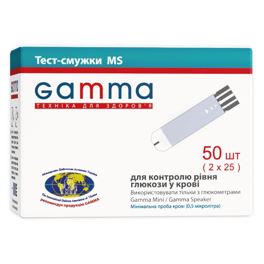 Тест-смужки для глюкометра Gamma MS №50: ціни та характеристики