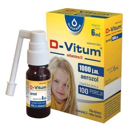 Д-Вітум вітамін D 1000 МО Oleofarm D-Vitum для дітей від 1 року, спрей, 6 мл: ціни та характеристики