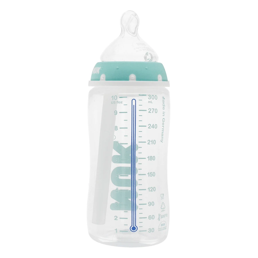 NUK Anti-Collic Professional, пляшечка від кольок з широким горлечком, температурним датчиком і силіконовою соскою, розмір M, 0-6 місяців, 741148I, 300 мл: ціни та характеристики