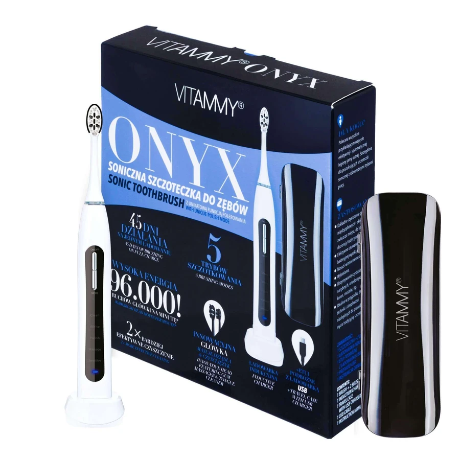 Vitammy Onyx, звукова зубна щітка, чорно-біла + чохол, 1 шт.: ціни та характеристики
