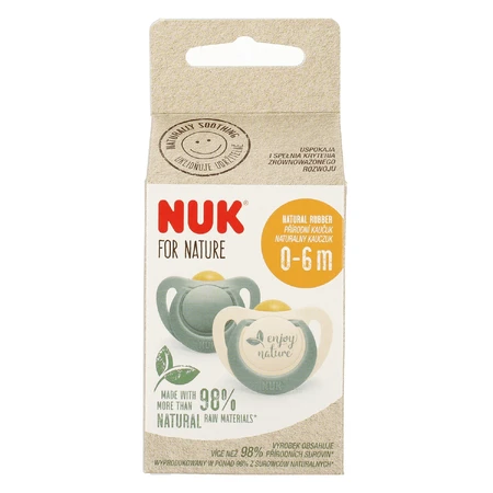 NUK For Nature, пустышка, латекс, анатомическая, зеленая, 0-6 месяцев, 2 штуки: цены и характеристики