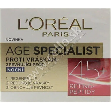 L'Oréal Paris Age Specialist 45+ 1×50 мл, нічний крем: ціни та характеристики