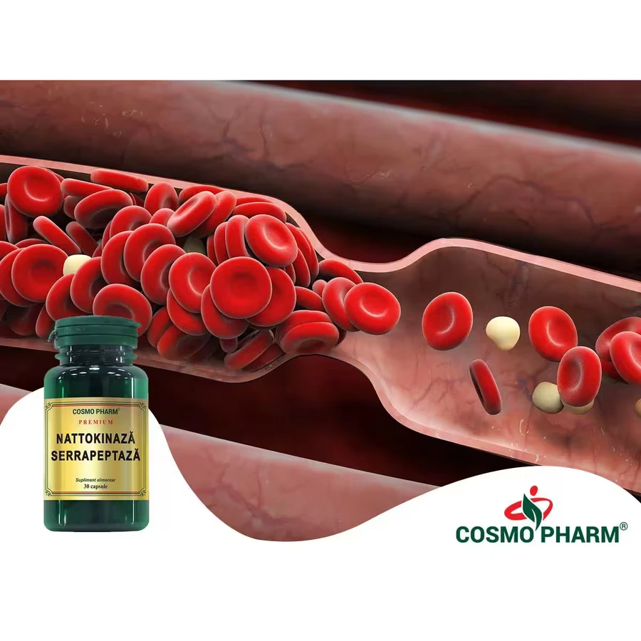 Преміум Наттокіназа Серрапептаза Cosmopharm Premium Nattokinase Serrapeptase, 30 вегетаріанських капсул: ціни та характеристики