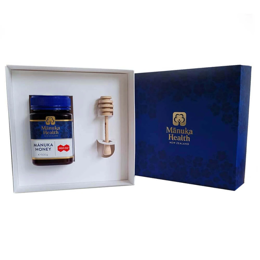 Подарунковий набір Manuka Health, мед Manuka MGO 250+, 500 г + дерев'яна ложка безкоштовно: ціни та характеристики