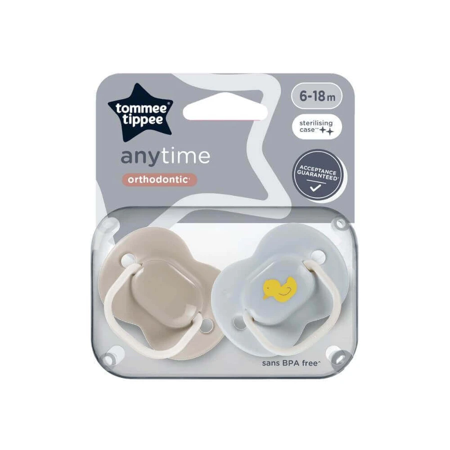 Ортодонтичні пустушки Anytime, 6-18 місяців, 2 штуки, Ratusca, Tommee Tippee: ціни та характеристики