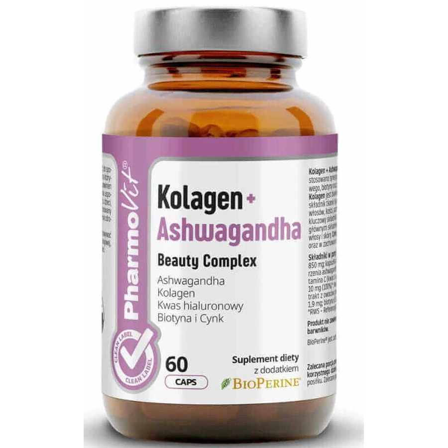 Колаген + Ашвагандха Комплекс краси 60 капсул PharmoVit Clean Label: ціни та характеристики